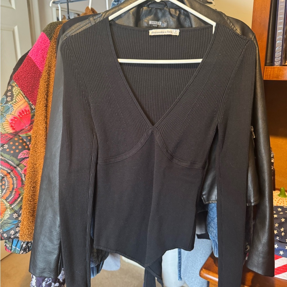 Abercrombie & Fitch Black Sweater Bodysuit